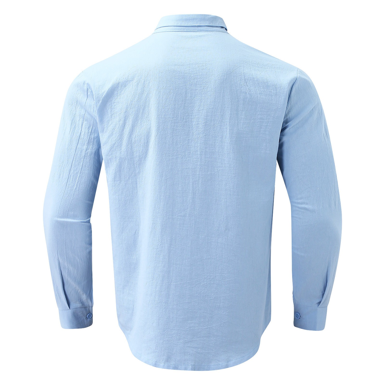 thumbnail image 5 of Camisa de manga larga con cuello vuelto para hombre - Diseño liso - Algodón - Informal para todas las estaciones - Tallas M-XXXL, 5 of 7
